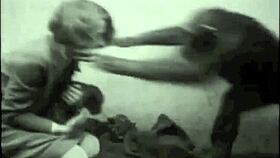 in vintage times, a beautiful hairy beauty meets the beast outdoors