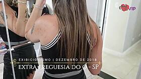 Old Slut Wife Cristina Flashes Upskirt!