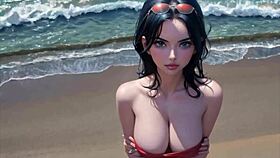 Can you handle AI-generated Nico Robin with massive tits from One Piece?