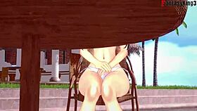 Yor Forger in bikini gets spied on during pool sex POV.