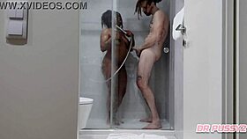Ebony Babe Blows Big Cock In Motel Bathroom!