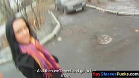 Short-haired babe bent over, POV riding and banging.