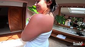 just casually following and catching sophia wolf, that hot latina with a big ass, during her steamy bath.