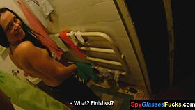 Short-haired babe bent over, POV riding and banging.