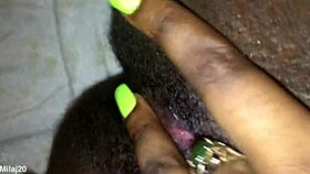 fingering my tight black creamy pink pussy, feels so good! 🥵