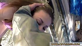 Tattooed Teen Cop In Uniform Rips Clothes During Outdoor Striptease For Facial Cumshot