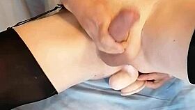 hey, check out this sissy using a pink anal dildo 😏