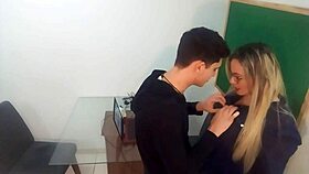 Student eats teacher's hairy ass in class