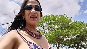 latina milf sucks big cock on the road