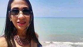 latina milf sucks big cock on the road