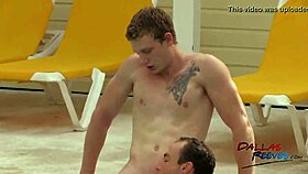 hot group having fun outdoor in pool