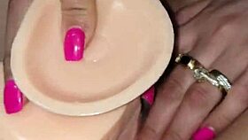 latina explores her big dildo in the bedroom