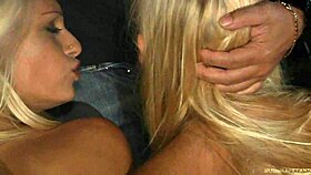 Blonde Slavegirls Freed from Cage for Bent-Over Blowjob and Pussy Play.