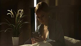 stunner in nylons competes in rough sex game with blowjob and cum