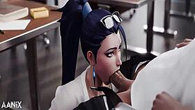 Kaisa, the bad student, gets punished with three big cocks in the classroom.