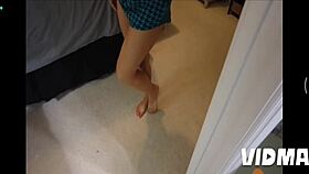 Married woman arrives home with a bagfull of used pantyhose FULL of sperm