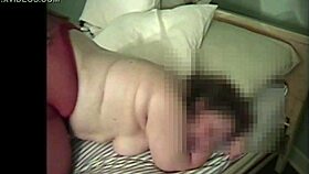 young curvy bbw wife gets fucked doggy in red pantyhose, reaching orgasm