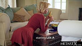 Cute blonde girl next door gets naked and relaxes