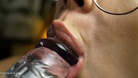 She gives the best blowjob, sucking tits and using tongue on ass with toys until explosion