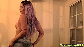 Bigtit Tranny Masturbates Hard in Solo Action with Heels On!