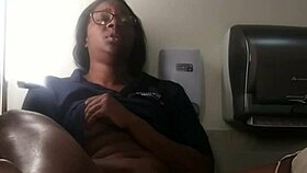 Ebony babe playing on bathroom counter with big ass fingering