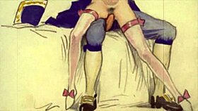 Vintage erotic cartoon art from antique anime hentai collections.