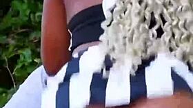 Real couple with black woman in doggystyle fun