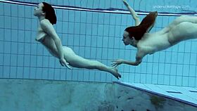 Anna Netrebko asks Lada Poleshuk, 'Ready for underwater fun?' in lesbian pool scene