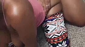 Real couple with black woman in doggystyle fun