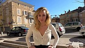 Elisa, a 26-year-old blonde French slut, showcases her natural big tits in lingerie for amateurs.