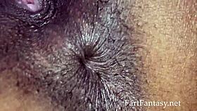 Tiny ebony babe farts during amateur black fantasy scene