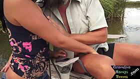 Outdoor Teen Fucks Grandpa's Dick!