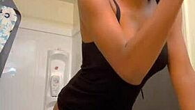 ebony girl enjoys a sexy solo shower bathing wet