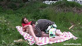 teen bella gets her pussy fucked and jizzed outdoors in hardcore action