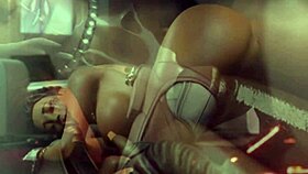 Sexy redhead passionately receives a massive black cock creampie