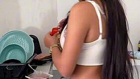 Latina Makes Breakfast with Big Tits and Ass