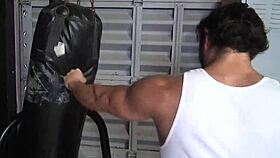 Military men bend over muscular guy for group ass to mouth gangbang