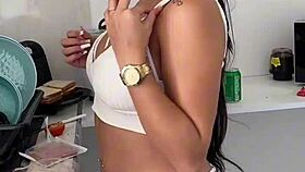 Latina Makes Breakfast with Big Tits and Ass