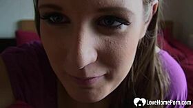 Hot teen brunette intensely fingers her shaved pussy to orgasm in homemade solo video