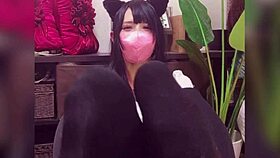 hey, ever seen a cute cat-ear ladyboy in thong panties jerking off on live stream?