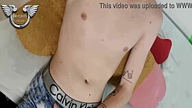 Solo stud jerks off with big cock in private