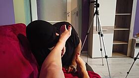intense worship of nylon stockings and bare feet from a passionate milf
