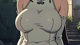 ghibli anime girl in rain at night