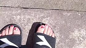 Feet Relaxing In The Sun Before A Pedicure.
