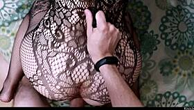 Teen in sexy bodysuit fucks hard on leash, big ass cumshot.