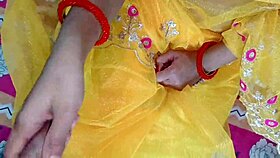 Indian newlywed wife enjoys honeymoon sex with husband.