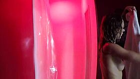 Skinny brunette Kendra Cole masturbates in the shower