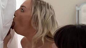 Russian teen gets cumshot in threesome!