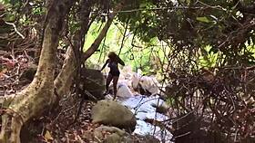 Don Whoe receives sloppy deepthroat from Nina Rivera by the river