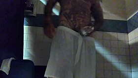 Is this tattooed white dick in the shower stroking too much?